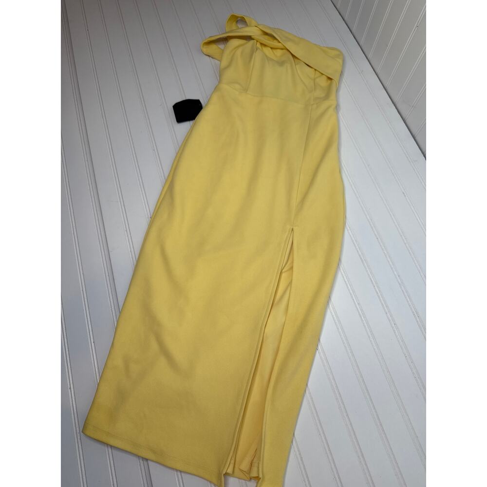 NWT Lulus Twist and Make Up Light Yellow One-Shoulder Bodycon Midi Dress Size S